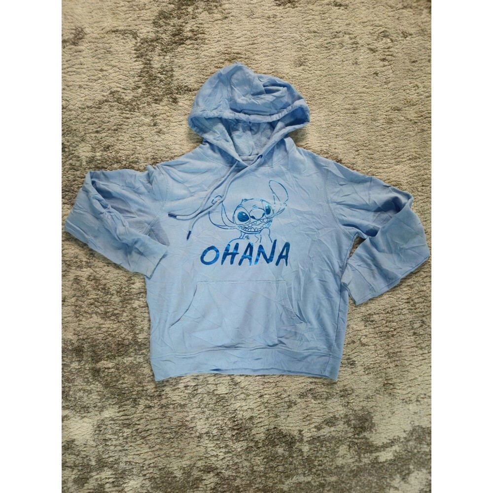 Disney Lilo And Stitch "Ohana" Light Blue Women's S Pullover Hoodie Sweatshirt